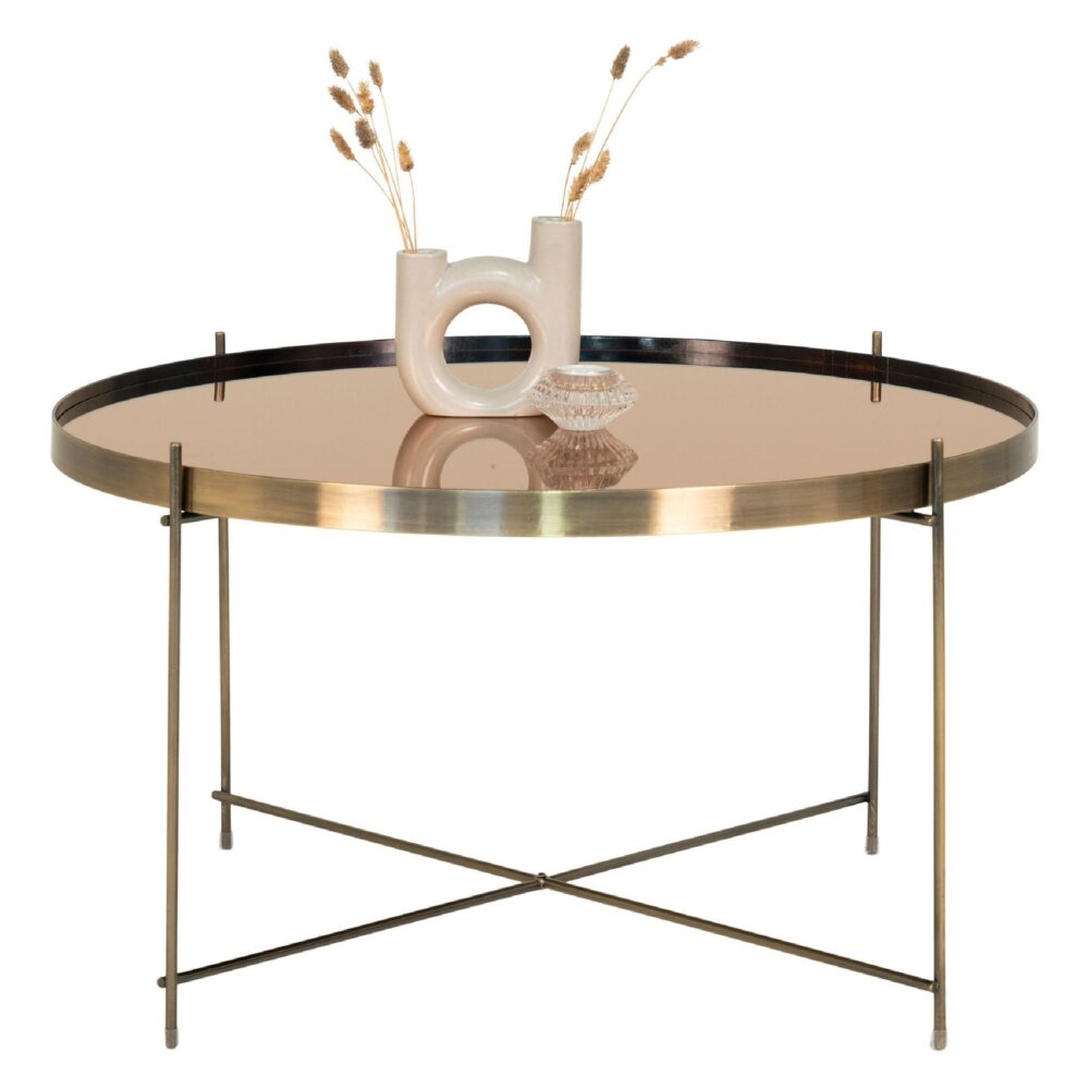 Nido ronde glazen salontafel brass afbeelding 2