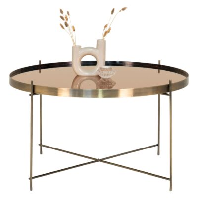 Nido ronde glazen salontafel brass afbeelding 2