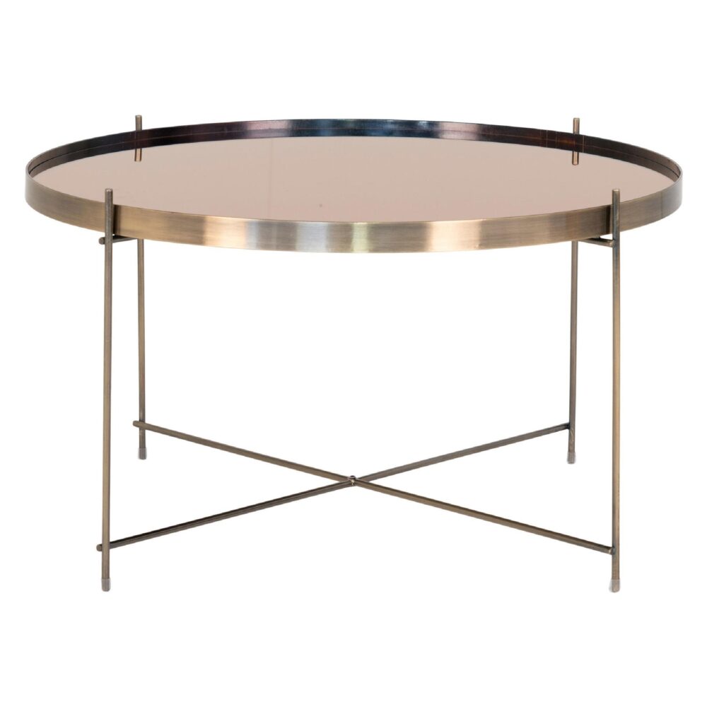 Nido ronde glazen salontafel brass afbeelding 1