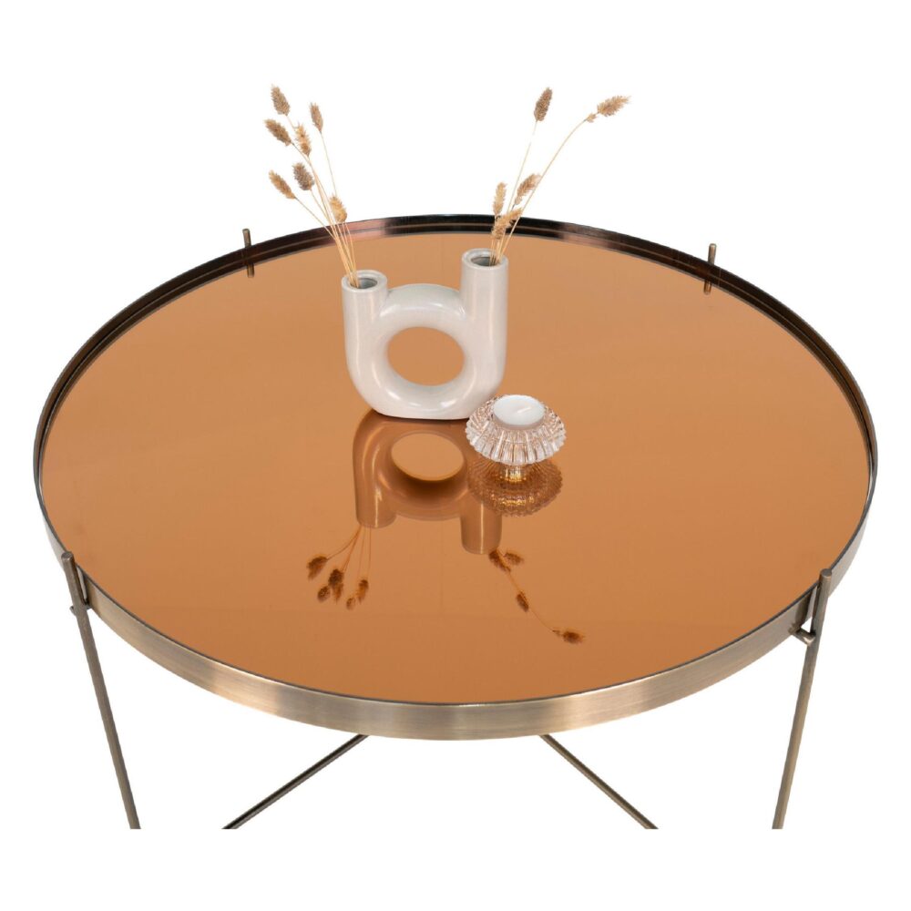 Nido ronde glazen salontafel brass afbeelding 3