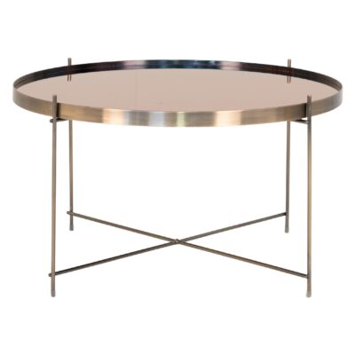 Nido ronde glazen salontafel brass afbeelding 1