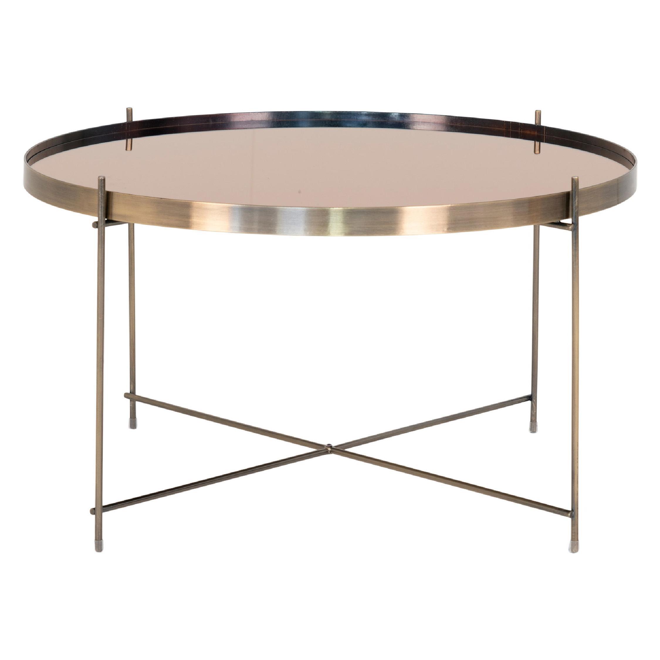 Nido ronde glazen salontafel brass afbeelding 1