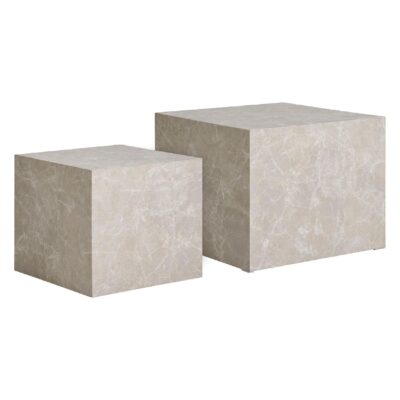 ronde salontafel set marmerlook afbeelding 1