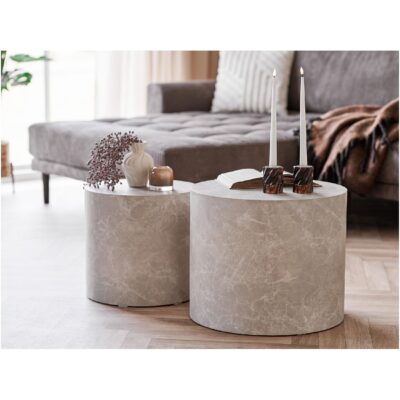 ronde marmerlook salontafel set van 2 afbeelding 5