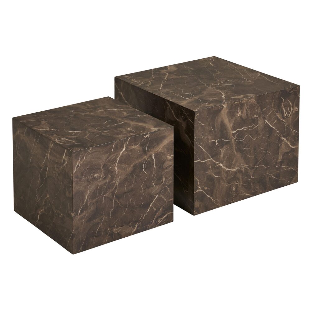 bruine marmerlook salontafel set afbeelding 1