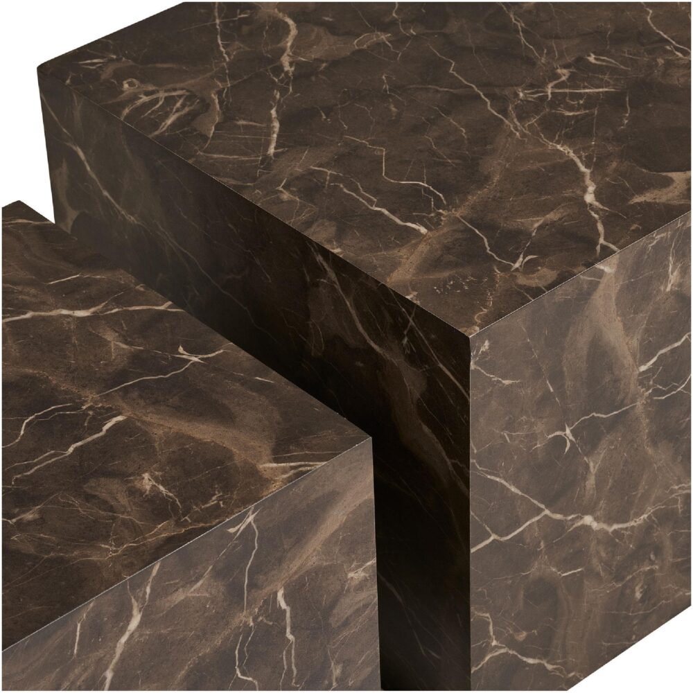 bruine marmerlook salontafel set afbeelding 4