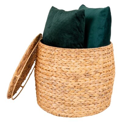 ronde rotan bijzettafel met opbergruimte afbeelding 2