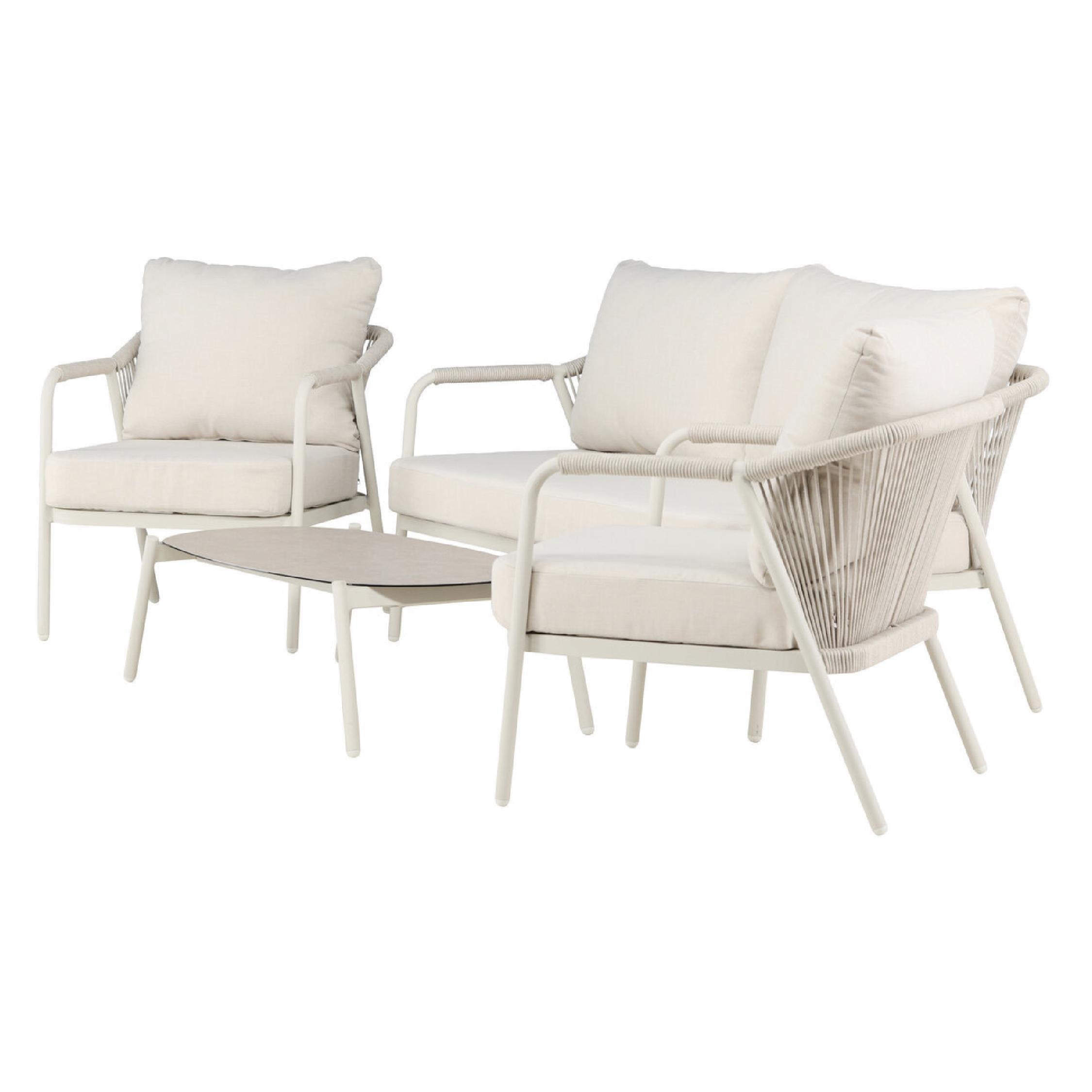 aluminium loungeset beige met kussens afbeelding 3