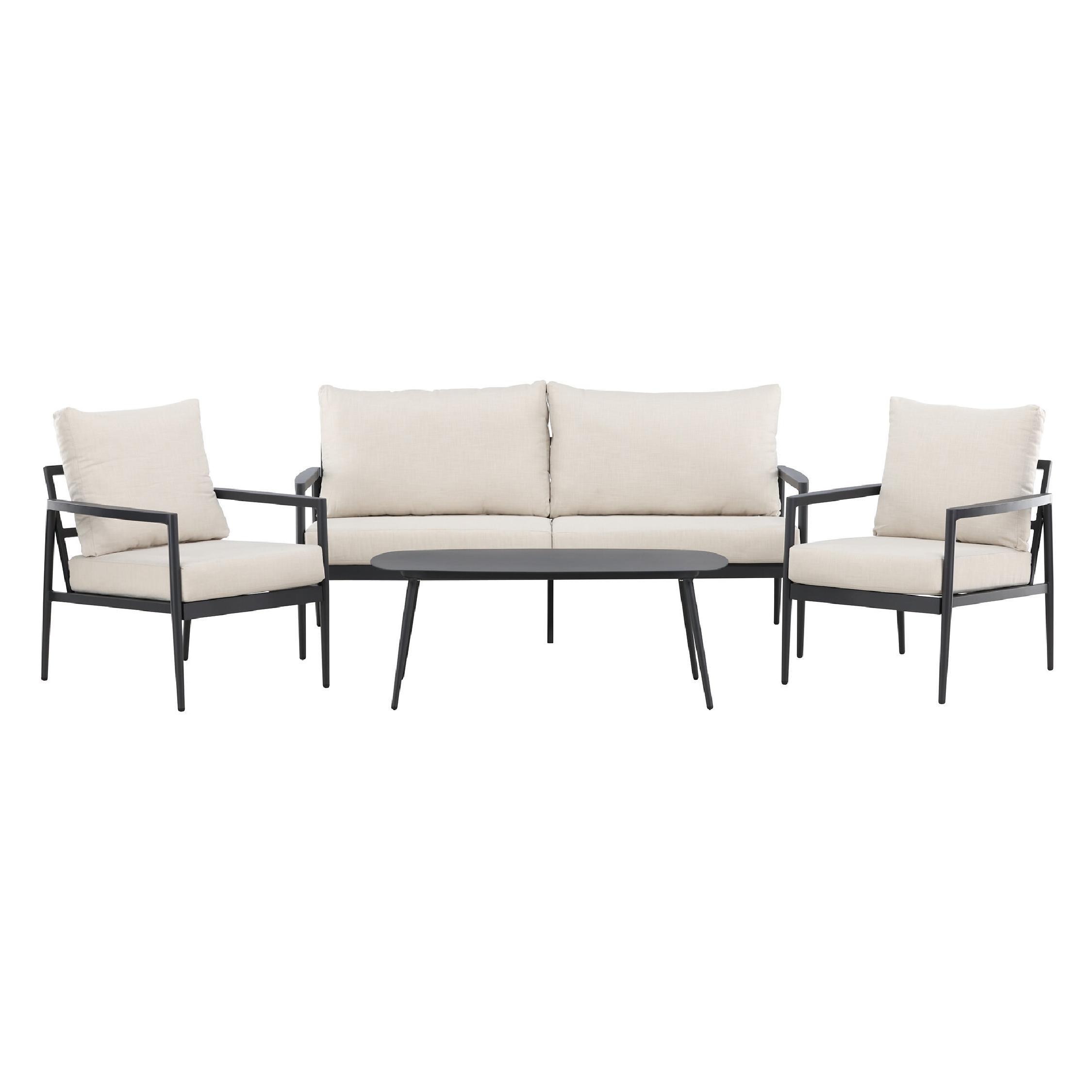 aluminium loungeset beige tuin afbeelding 1