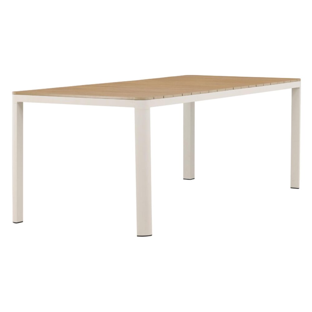 beige aluminium tuintafel houtlook afbeelding 1