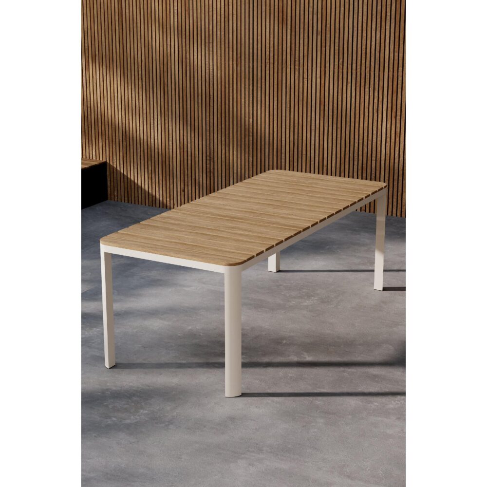 beige aluminium tuintafel houtlook afbeelding 9