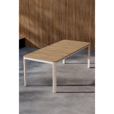 beige aluminium tuintafel houtlook afbeelding 9