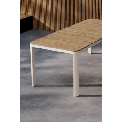 beige aluminium tuintafel houtlook afbeelding 10