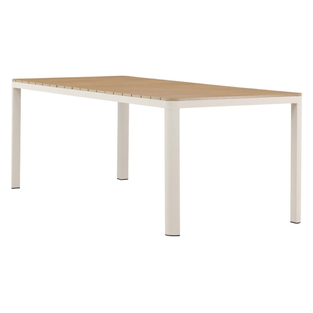 beige aluminium tuintafel houtlook afbeelding 6