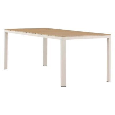beige aluminium tuintafel houtlook afbeelding 6