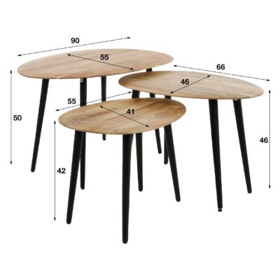 organische salontafel set van 3 acaciahout afbeelding 2