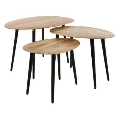 organische salontafel set van 3 acaciahout afbeelding 1