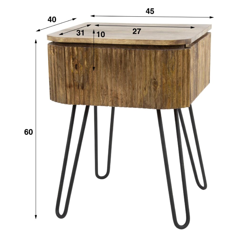 mangohouten nachtkastje Sari met lade afbeelding 2