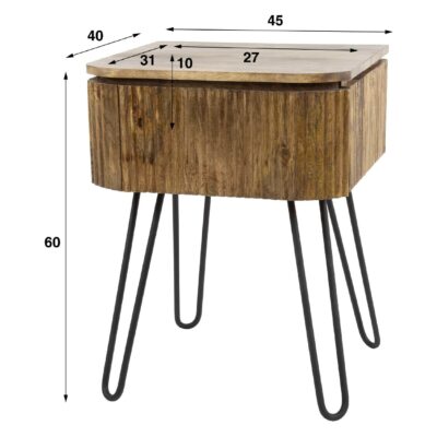 mangohouten nachtkastje Sari met lade afbeelding 2