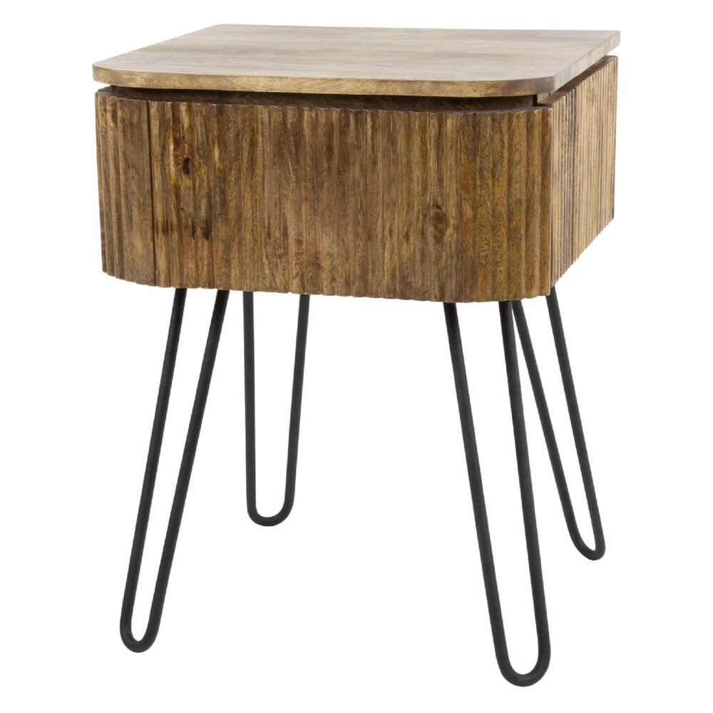 mangohouten nachtkastje Sari met lade afbeelding 1