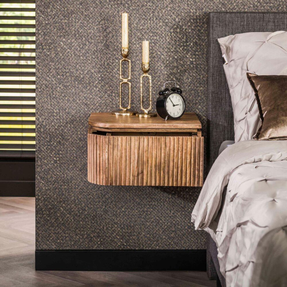 zwevende mangohouten nachtkastjes Sari afbeelding 4