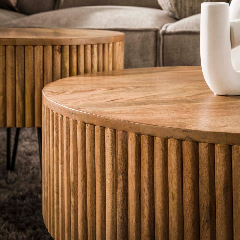ronde mangohouten salontafel set Sari afbeelding 4