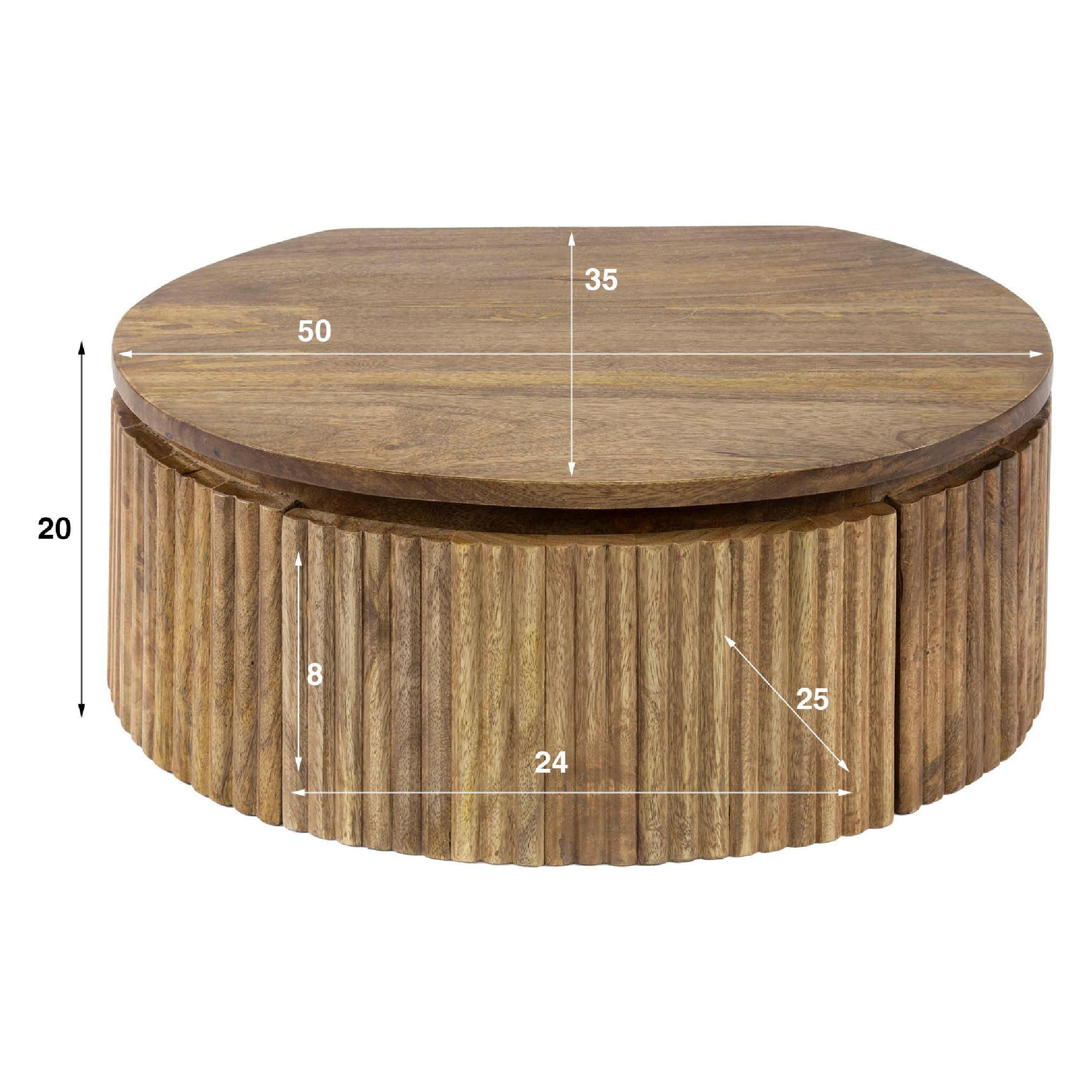 rond zwevend nachtkastje mangohout Sari afbeelding 2