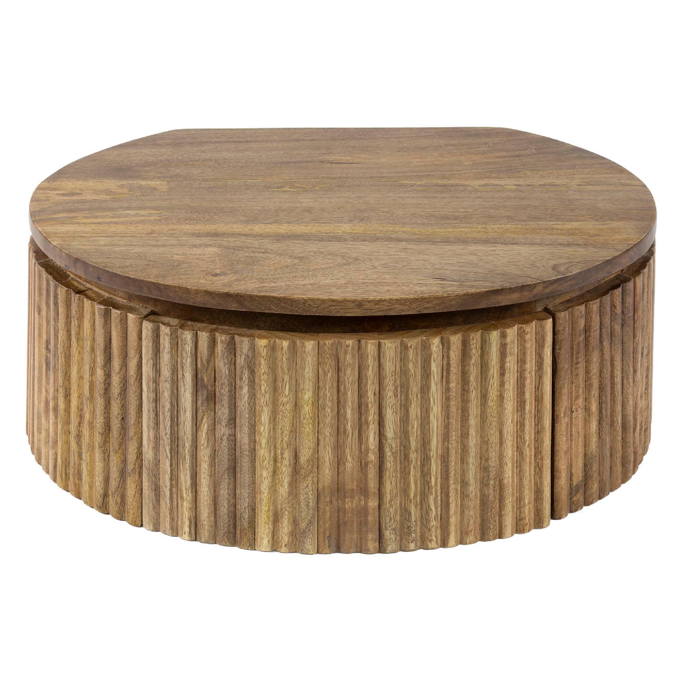 rond zwevend nachtkastje mangohout Sari afbeelding 1