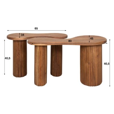 organische salontafel set acaciahout afbeelding 3