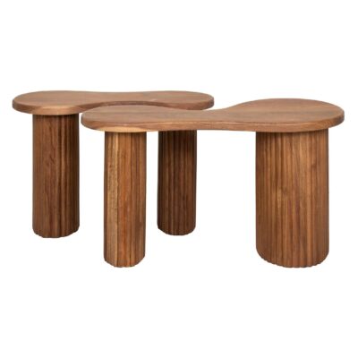 organische salontafel set acaciahout afbeelding 1