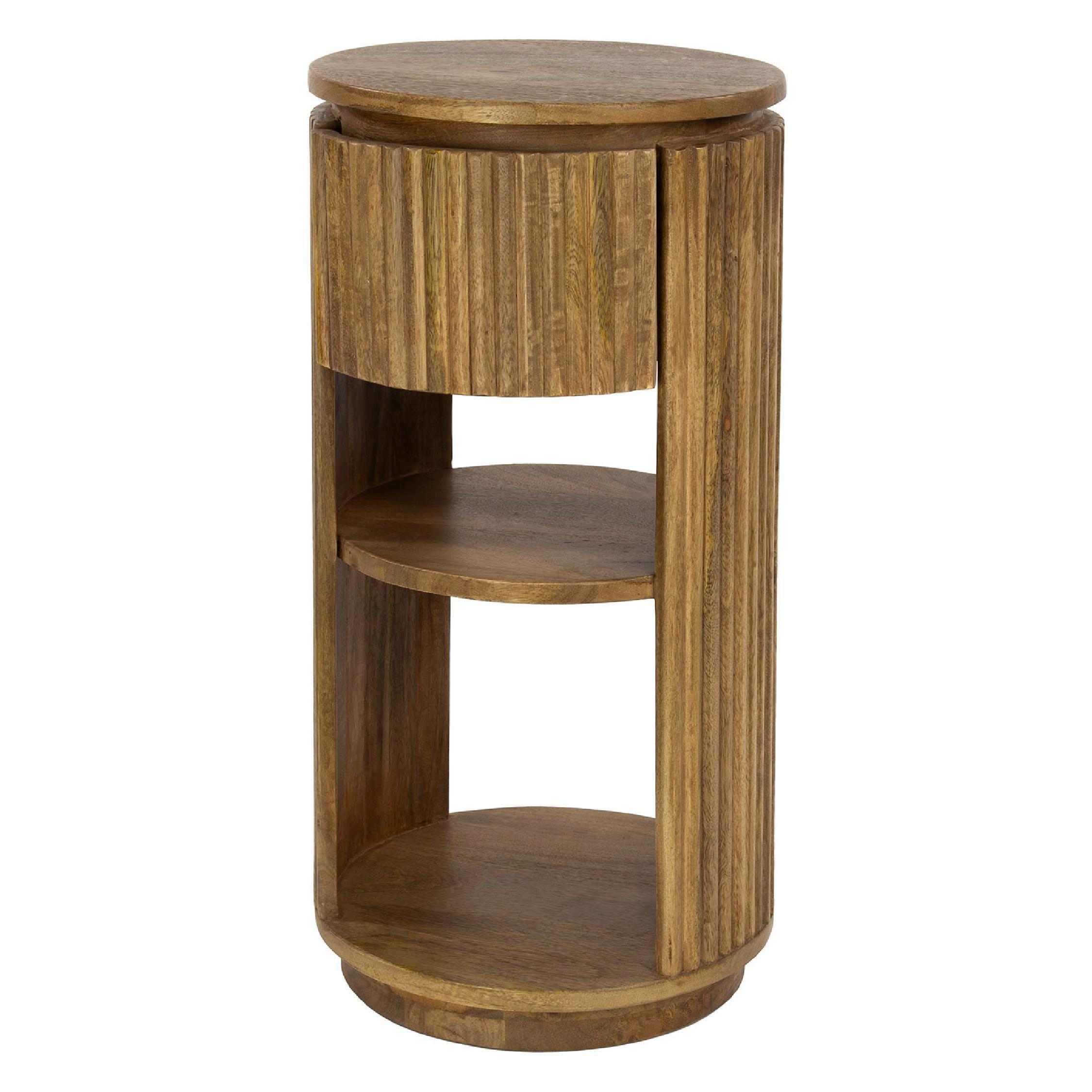 rond mangohouten nachtkastje Sari afbeelding 1