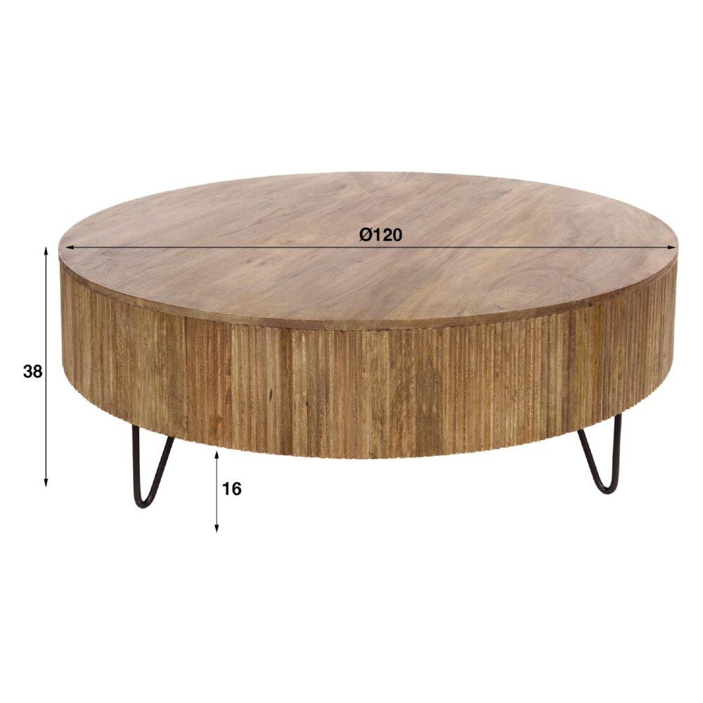 ronde mangohouten salontafel Sari 120 cm afbeelding 2
