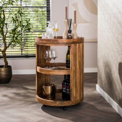 wijntrolley Sari mangohout met wielen afbeelding 6