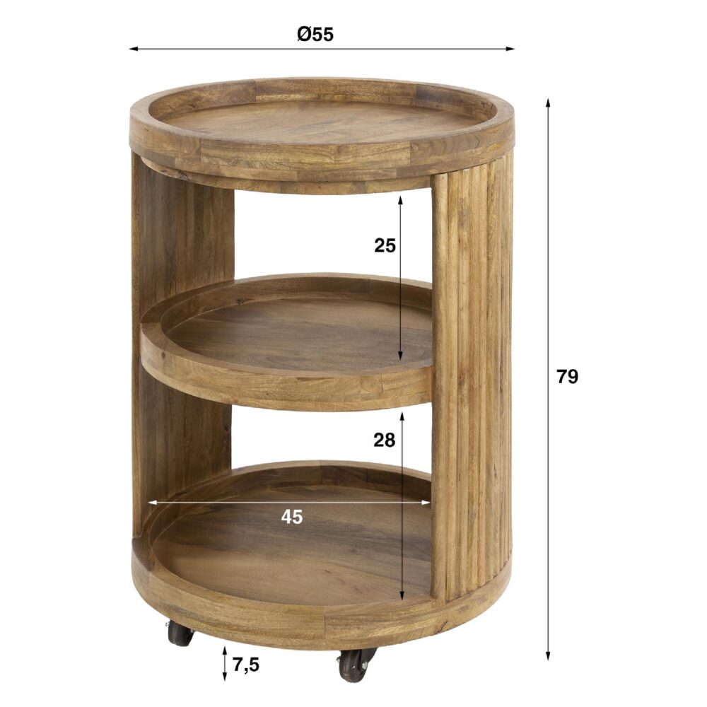 wijntrolley Sari mangohout met wielen afbeelding 2