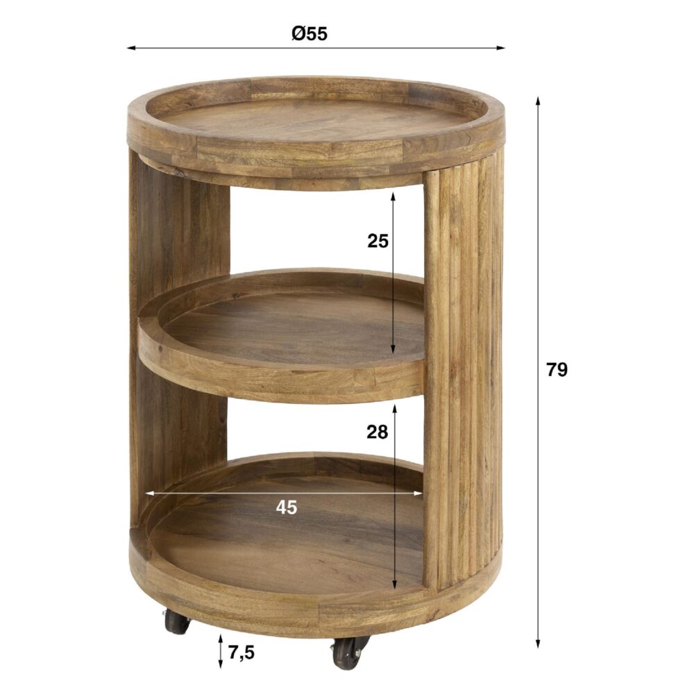 wijntrolley Sari mangohout met wielen afbeelding 2