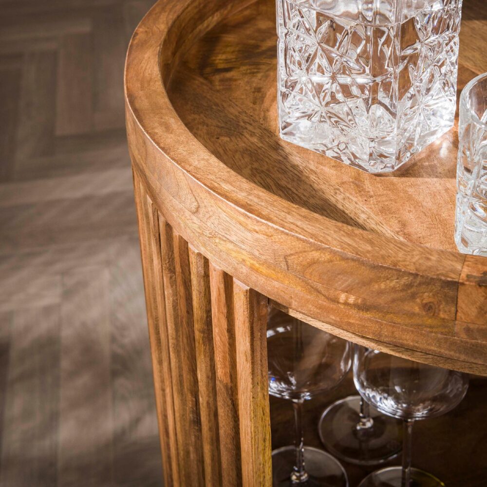 wijntrolley Sari mangohout met wielen afbeelding 4