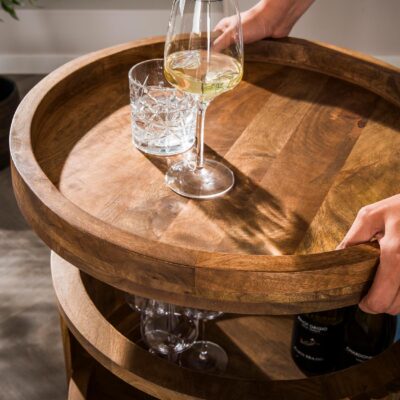 wijntrolley Sari mangohout met wielen afbeelding 5