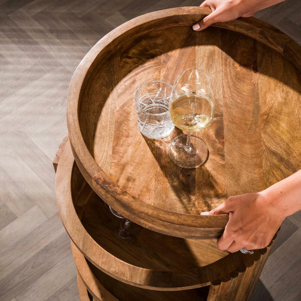 wijntrolley Sari mangohout met wielen afbeelding 3