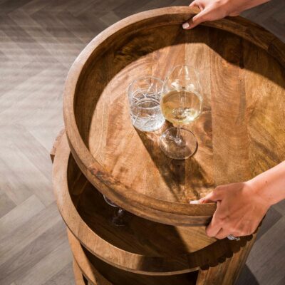 wijntrolley Sari mangohout met wielen afbeelding 3