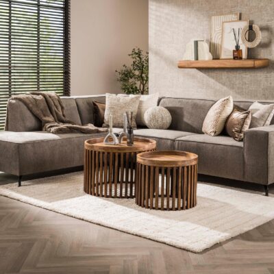 ronde mangohouten salontafel set Milan afbeelding 6