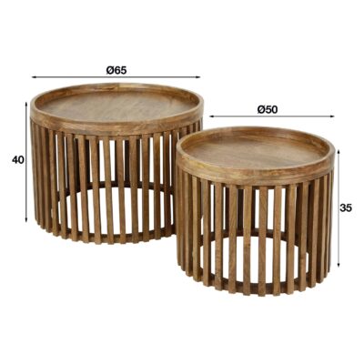 ronde mangohouten salontafel set Milan afbeelding 2