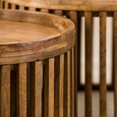 ronde mangohouten salontafel set Milan afbeelding 4
