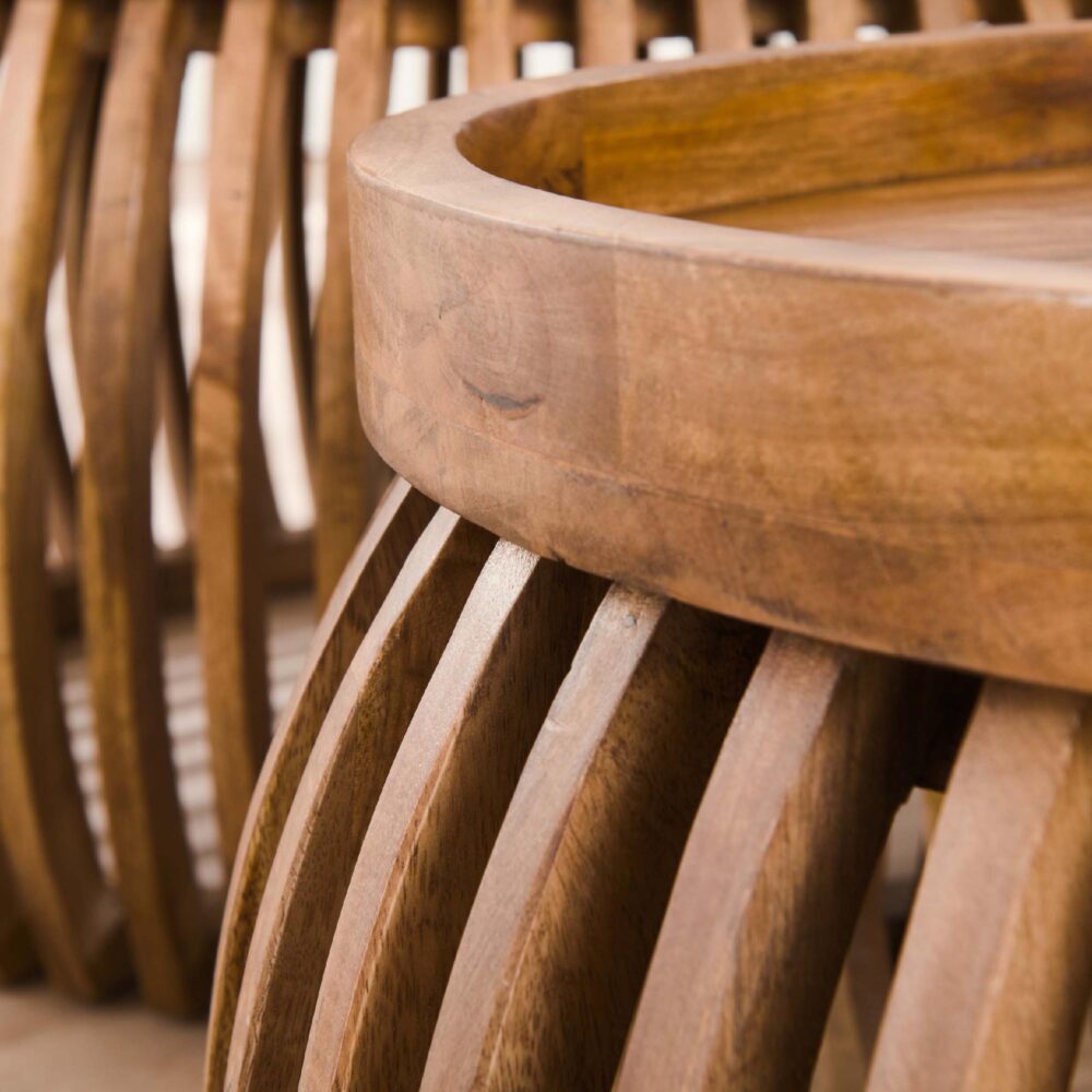 ronde mangohouten salontafel set Milan afbeelding 5