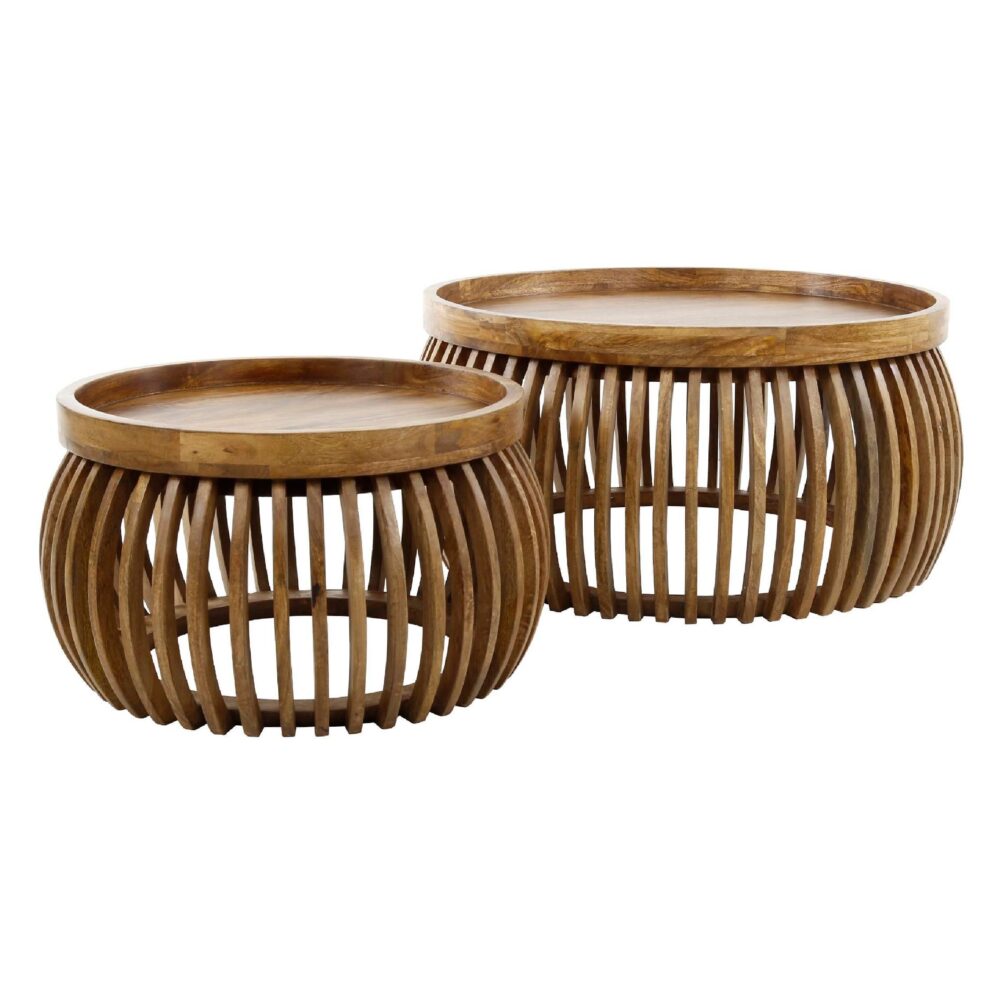 ronde mangohouten salontafel set Milan afbeelding 1