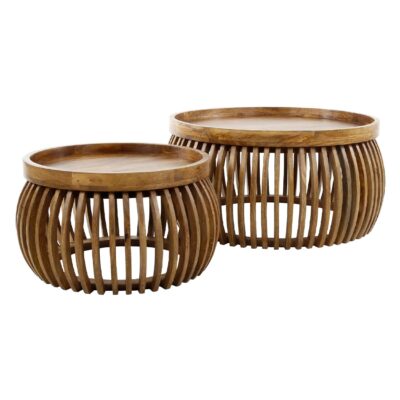 ronde mangohouten salontafel set Milan afbeelding 1