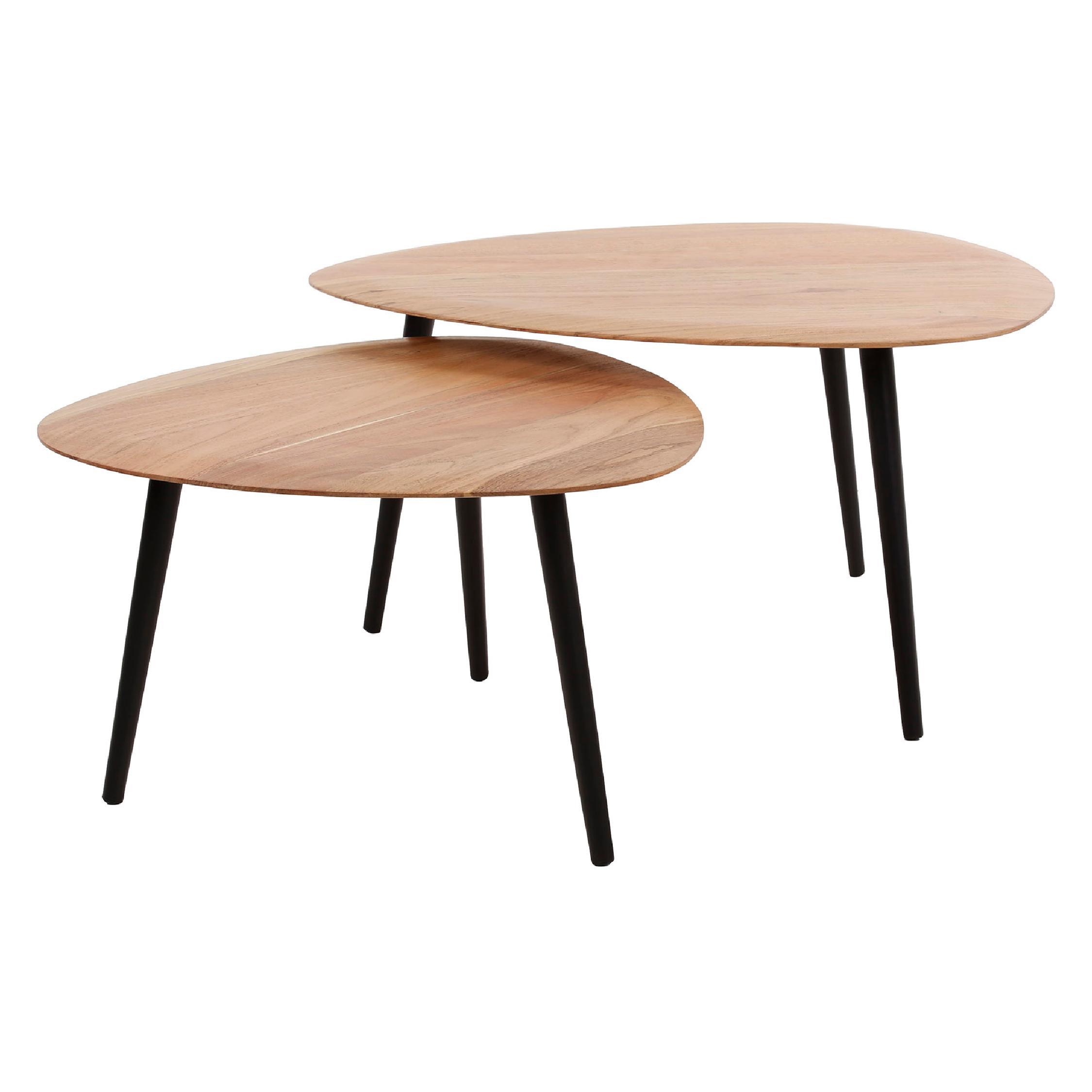 acaciahouten salontafel set van 2 afbeelding 1