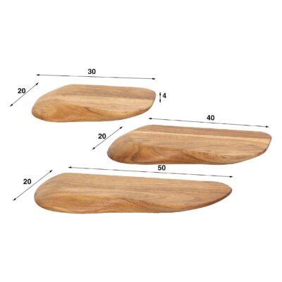 zwevende acaciahouten wandplanken set afbeelding 2