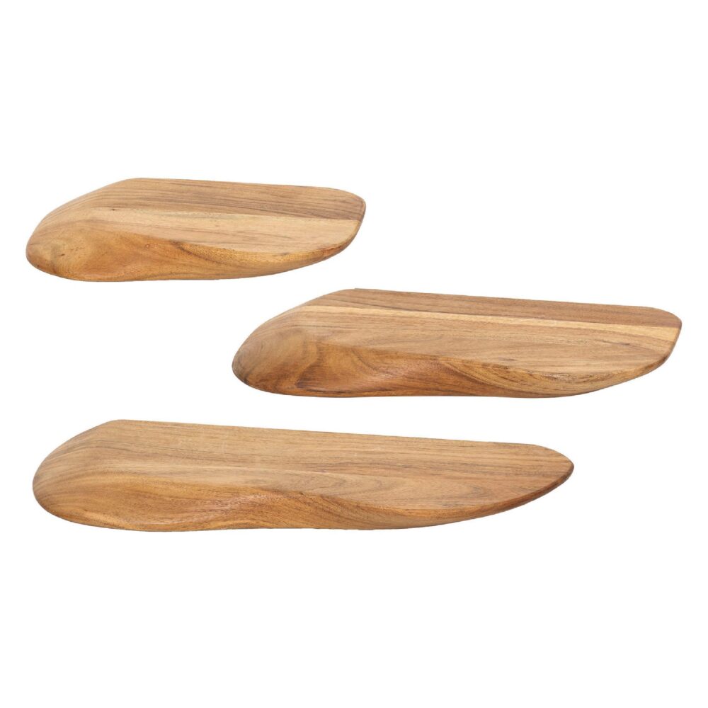 zwevende acaciahouten wandplanken set afbeelding 1