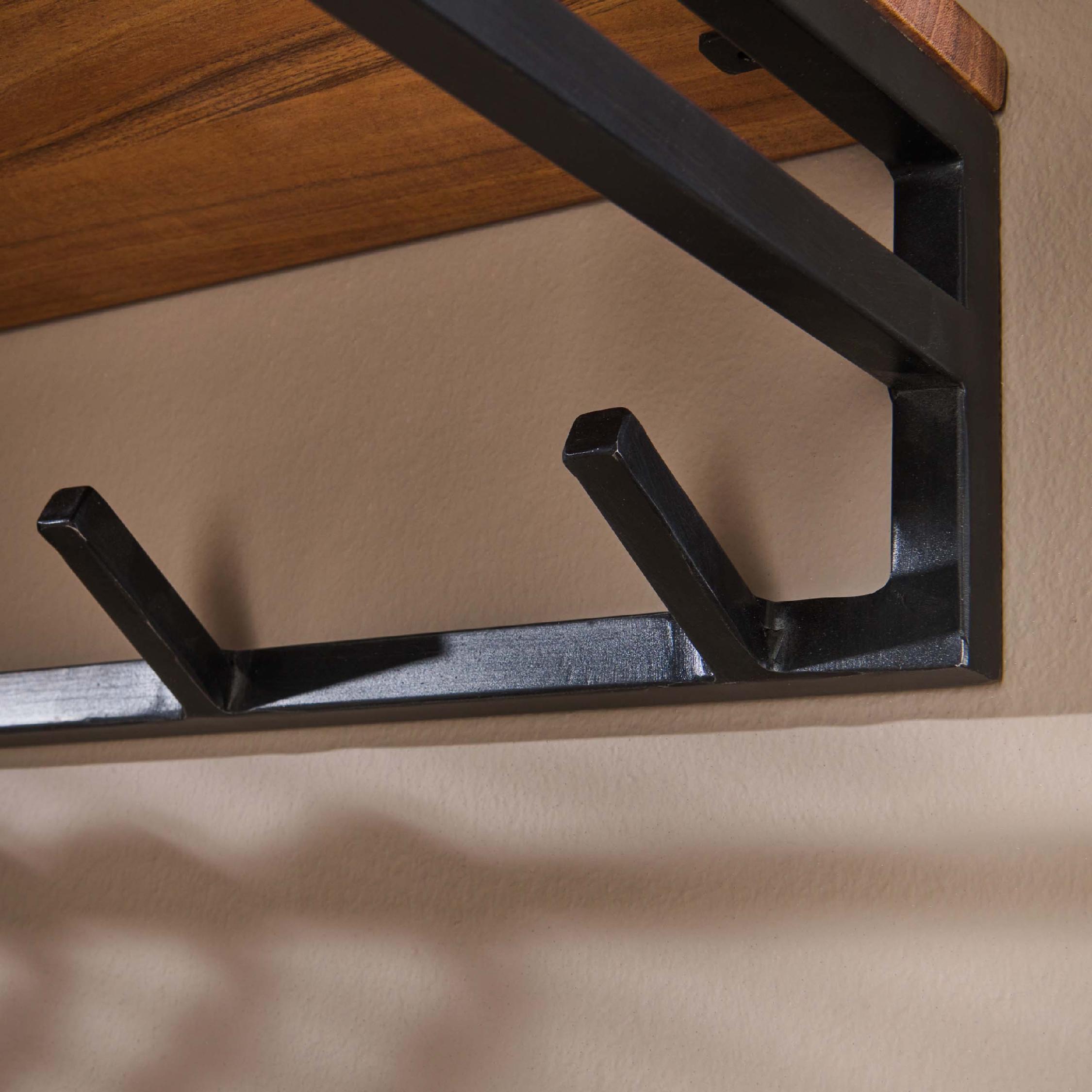 wandkapstok acaciahout met hoedenplank afbeelding 5