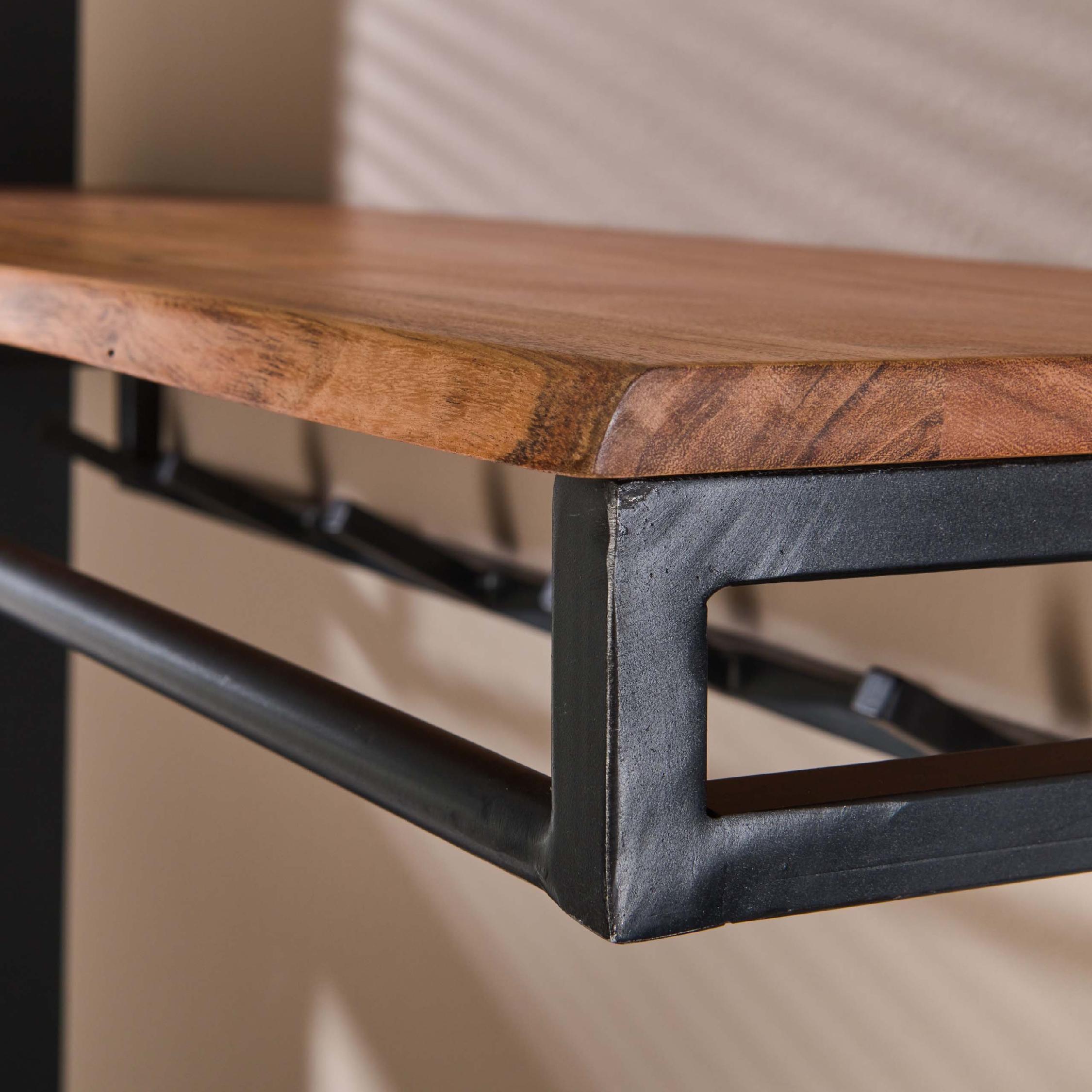 wandkapstok acaciahout met hoedenplank afbeelding 6